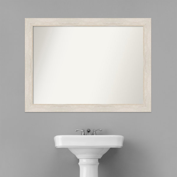 Gracie Oaks Hardwood Whitewash Wood Bathroom Vanity NonBeveled Wall Mirror Wayfair